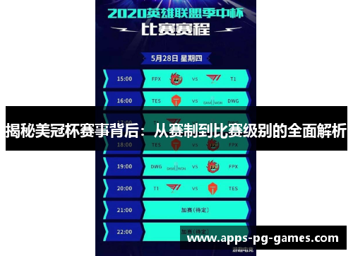 揭秘美冠杯赛事背后：从赛制到比赛级别的全面解析