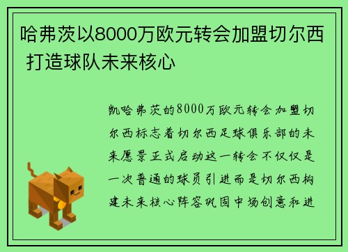 哈弗茨以8000万欧元转会加盟切尔西 打造球队未来核心 哈弗茨以8000万欧元转会加盟切尔西 打造球队未来核心